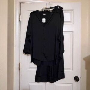 NWT Free People Intimately Lounge Pajamas Washed Black Set Oversized